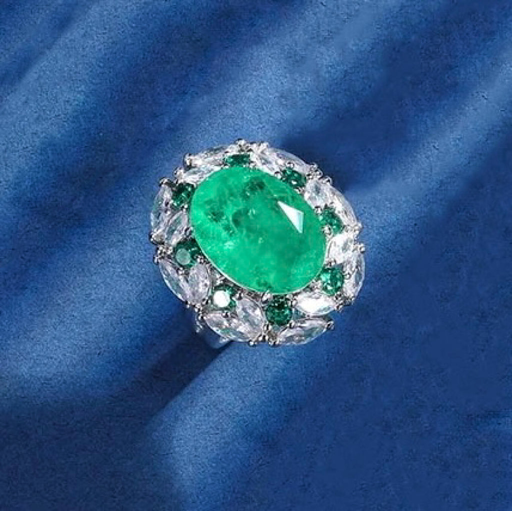 Oval Crystal Adjustable Ring