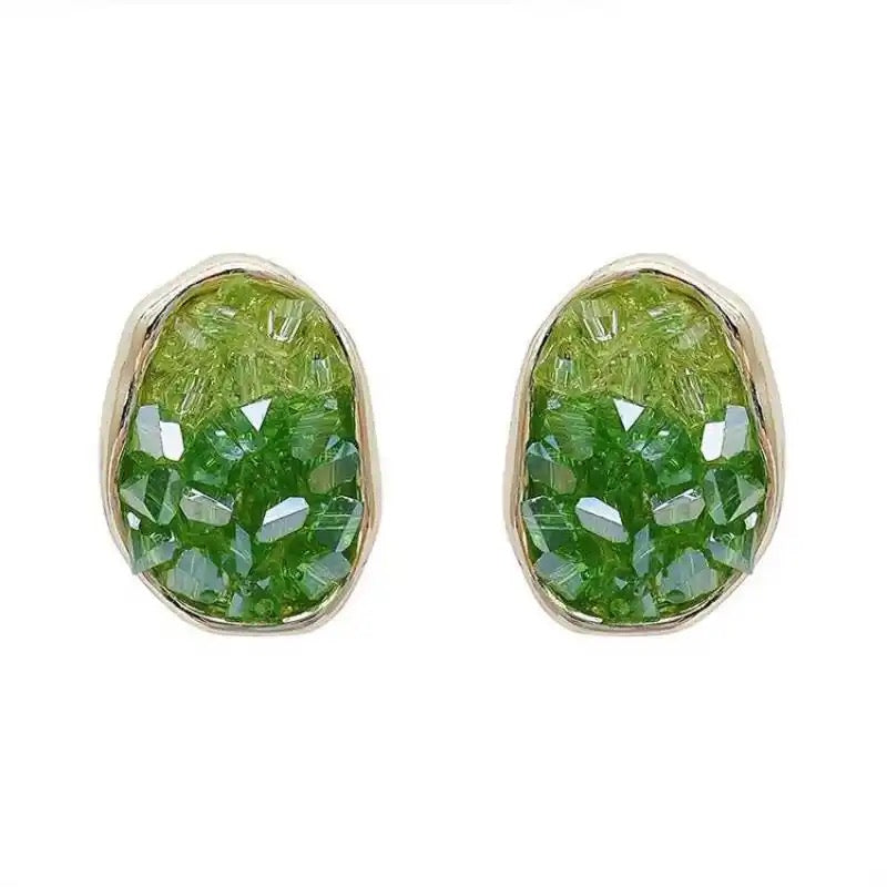 Gradient Green Color Crystal Irregular Geometric Earring