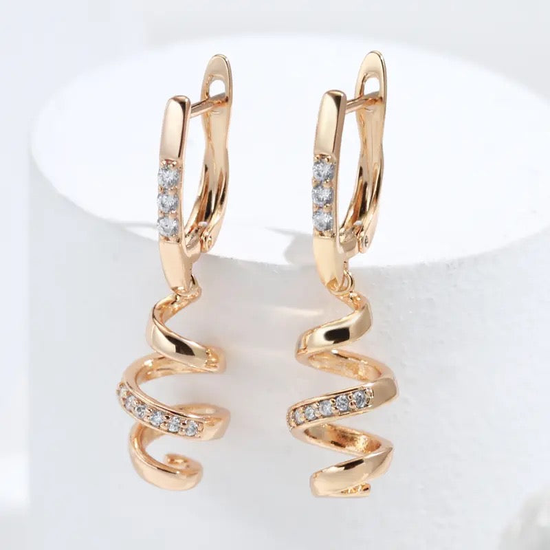 Rose Gold Rotating Ribbon Earrings