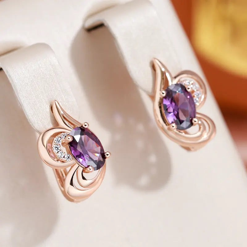 Purple Zircon Butterfly Earrings