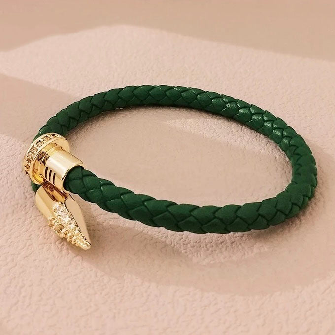 Golden Link Leather Bracelet