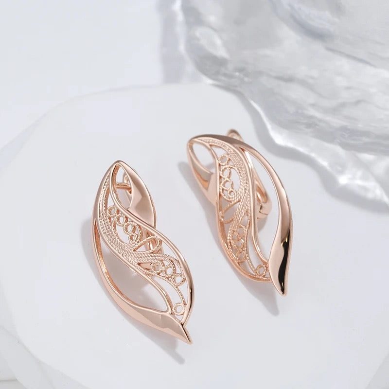 Rose Gold Leaf Earrings