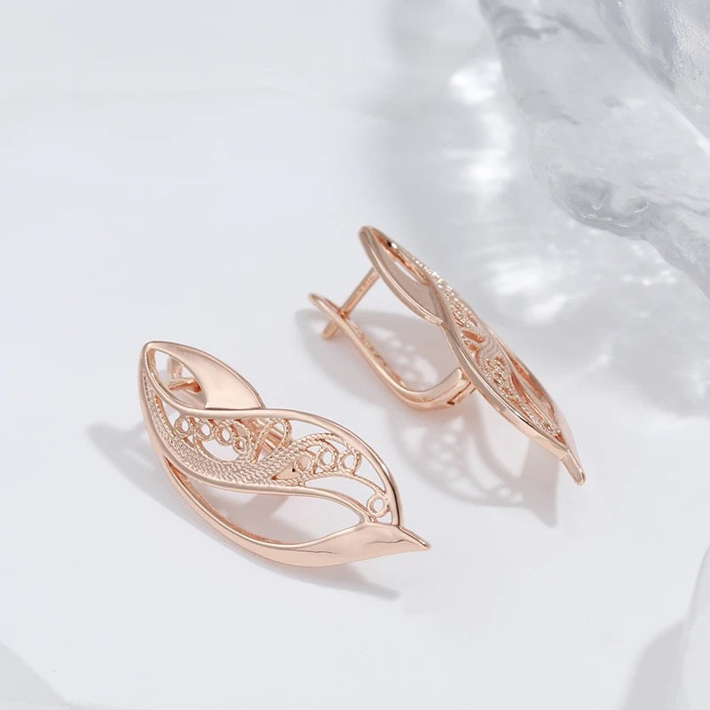 Rose Gold Leaf Earrings