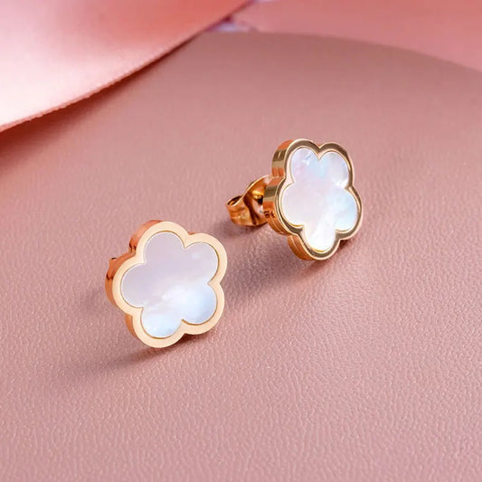 Rose Gold Shell Flower Earrings