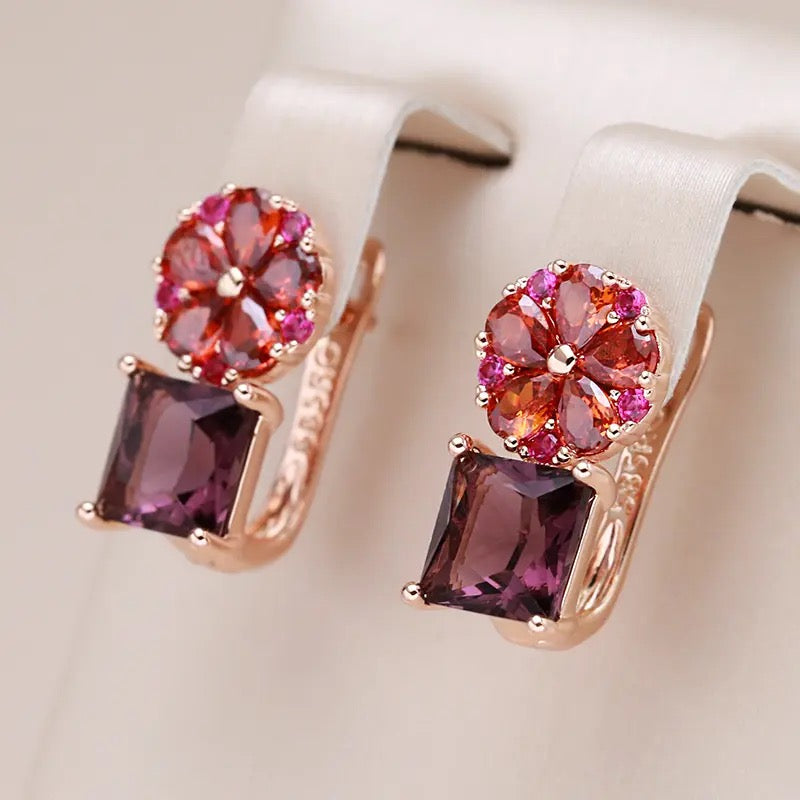 Flower Zircon Stud Earrings