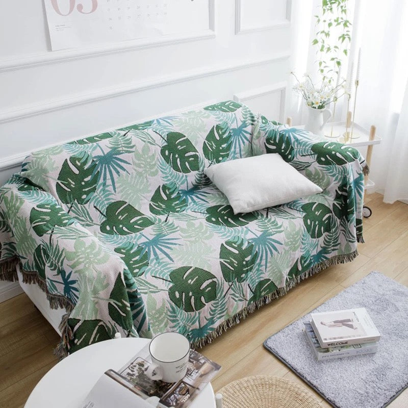 Green Leaves Throw Blanket