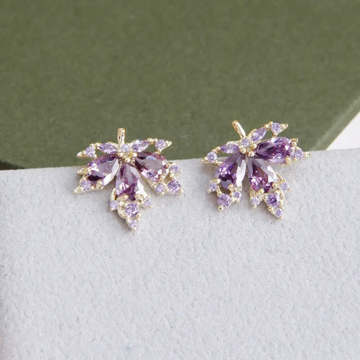 Crystal Maple Leaf Stud Earrings