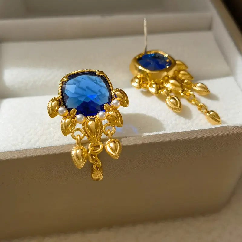 Vintage Blue Glazed Earrings