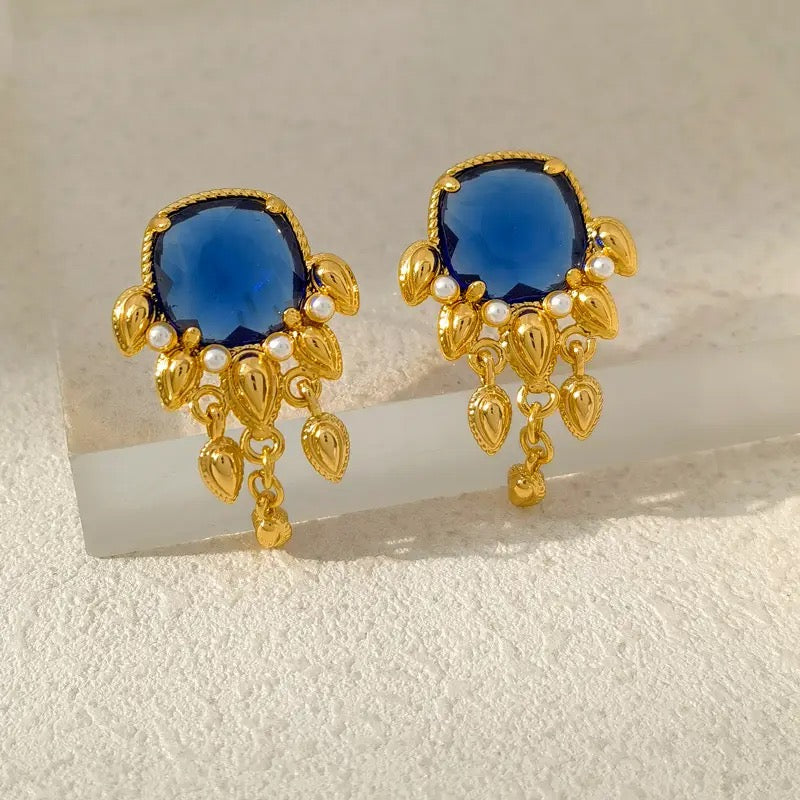 Vintage Blue Glazed Earrings