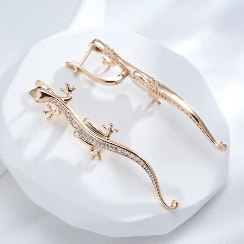 Rose Gold Lizard Earrings