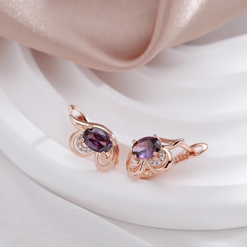 Purple Zircon Butterfly Earrings