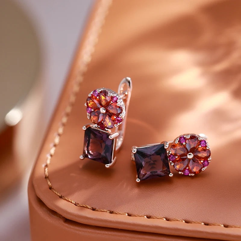 Flower Zircon Stud Earrings