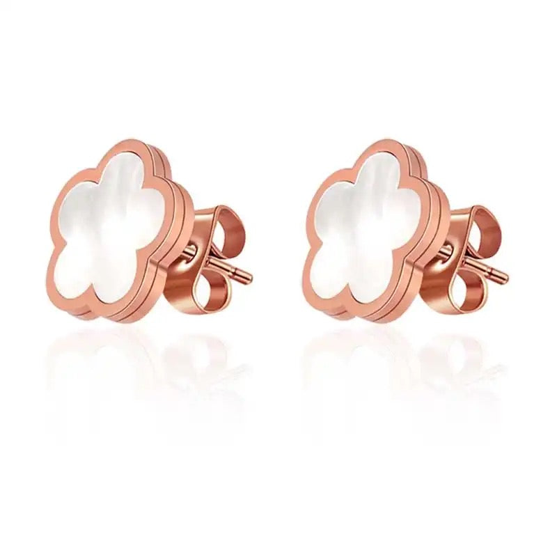 Rose Gold Shell Flower Earrings