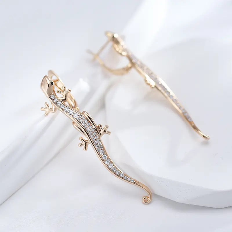 Rose Gold Lizard Earrings