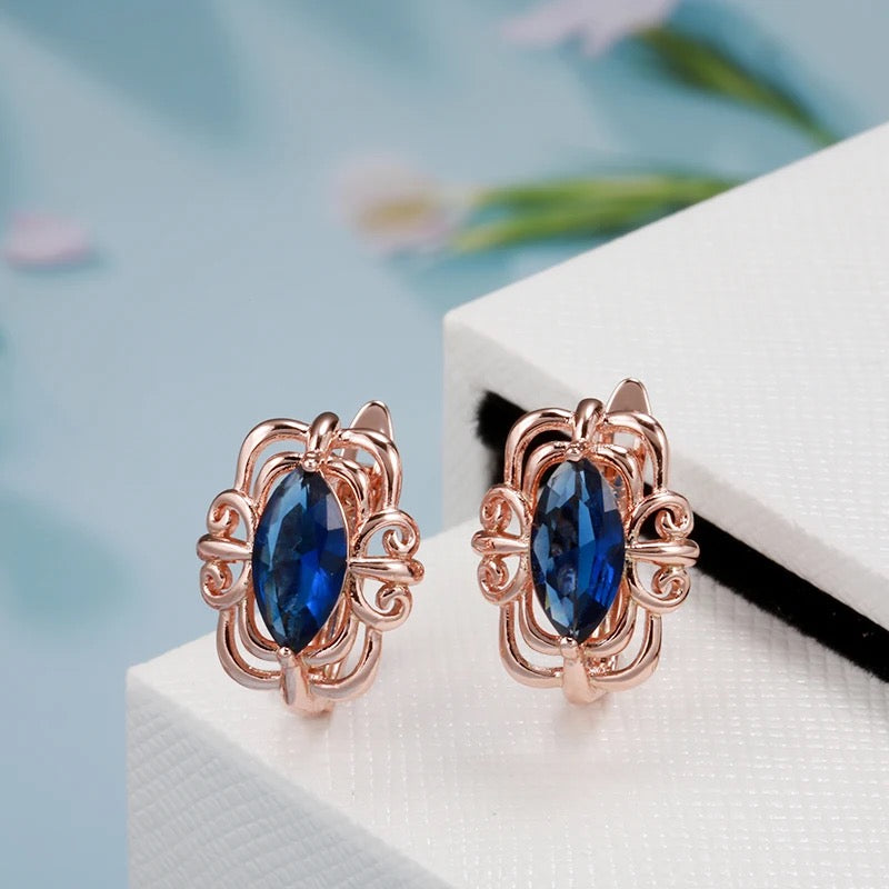 Ethnic Blue Zircon Earrings