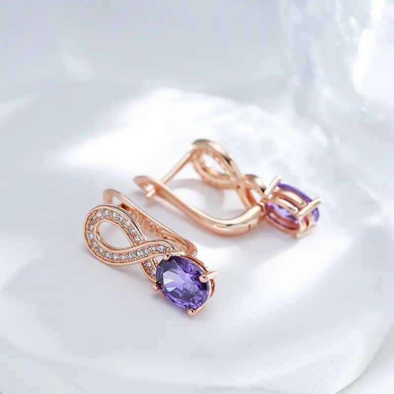 Purple Zircon Rose Gold Earrings