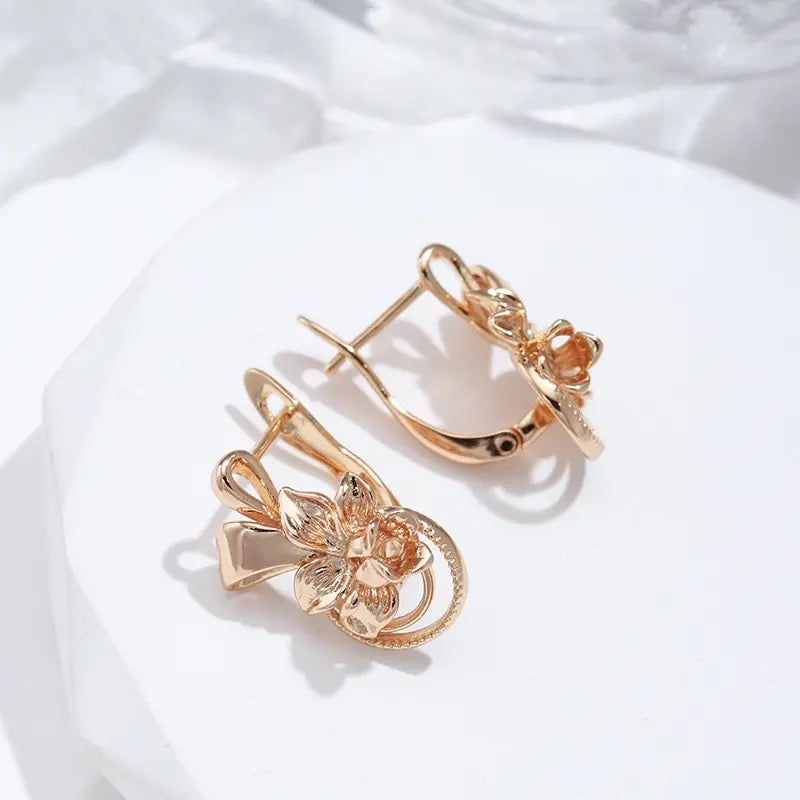 Rose Gold Flower Earrings