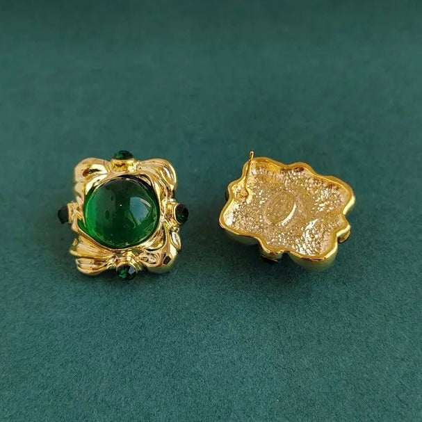 Baroque Green Glazed Earrings