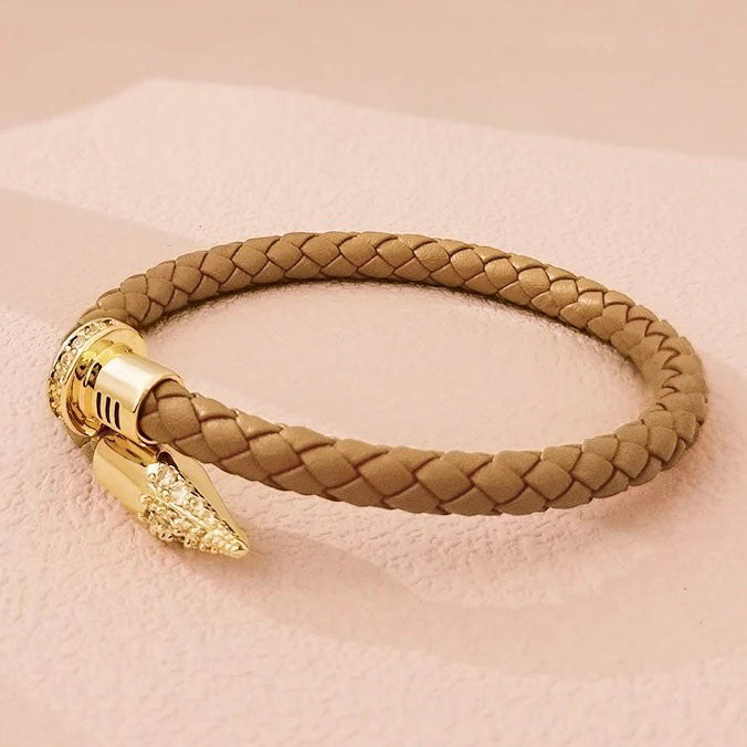 Golden Link Leather Bracelet