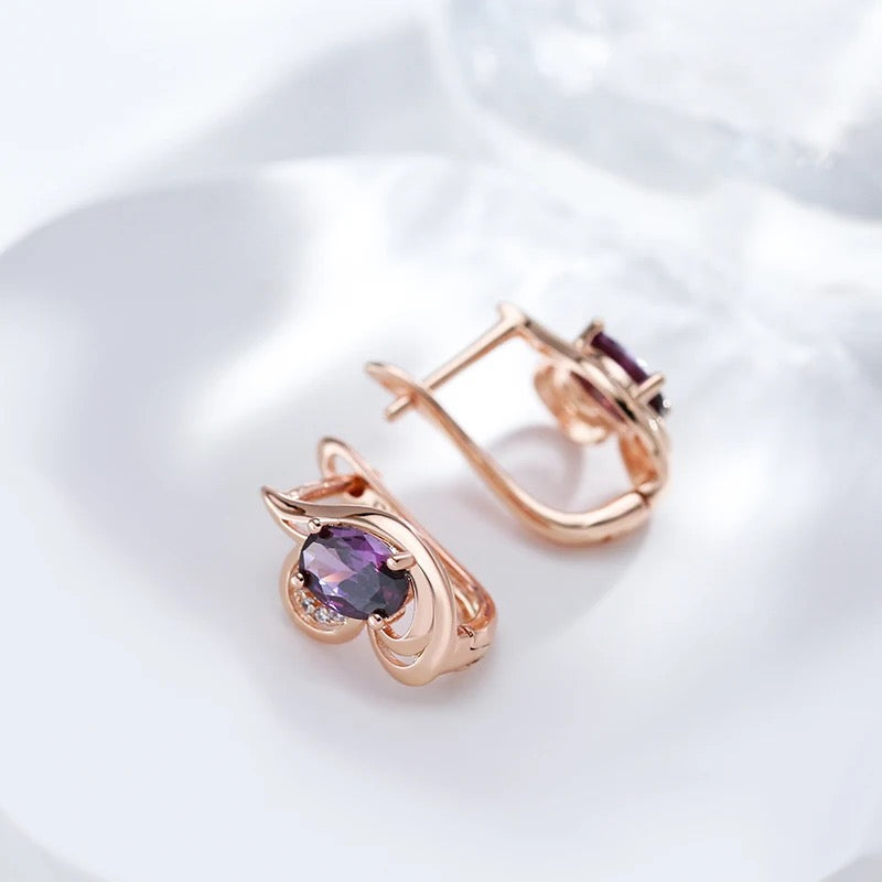 Purple Zircon Butterfly Earrings