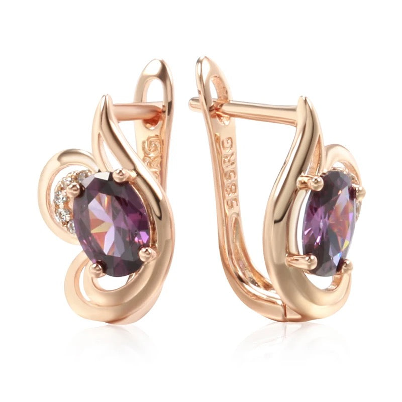 Purple Zircon Butterfly Earrings