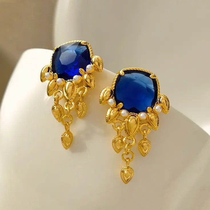 Vintage Blue Glazed Earrings