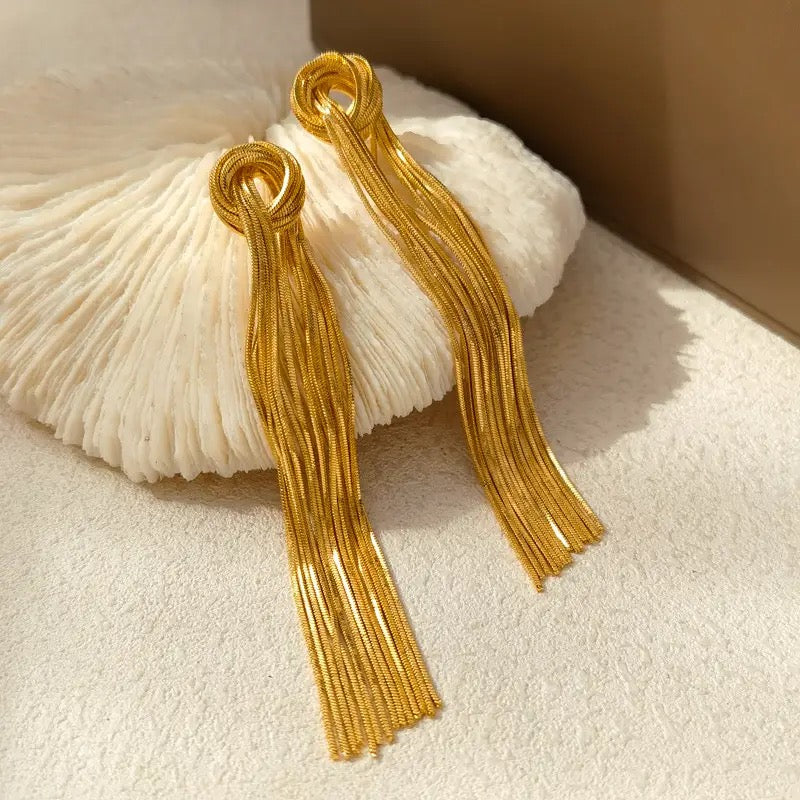 Vintage Buckle Tassel Earrings