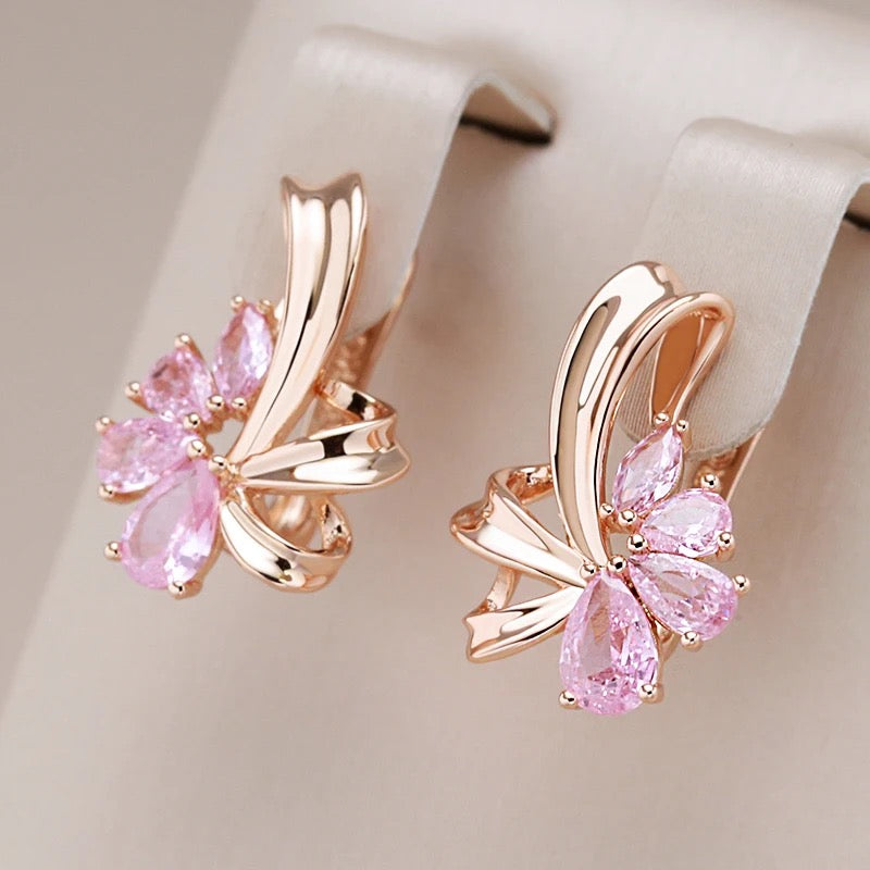 Pink Natural Zircon Earrings