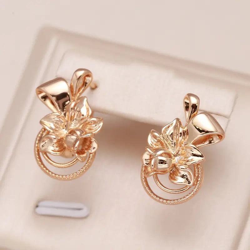 Rose Gold Flower Earrings