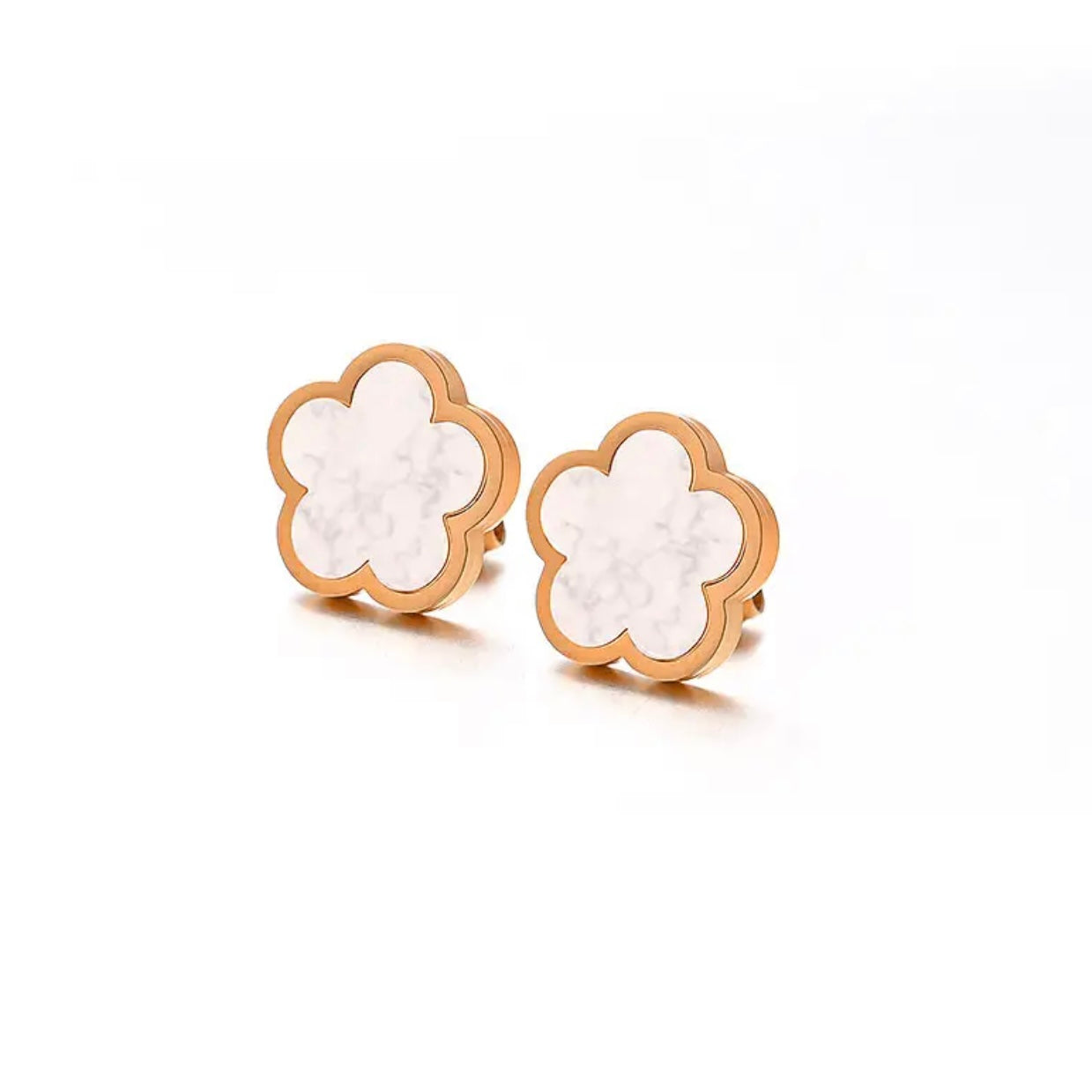 Rose Gold Shell Flower Earrings