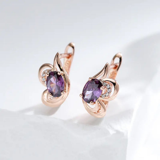 Purple Zircon Butterfly Earrings