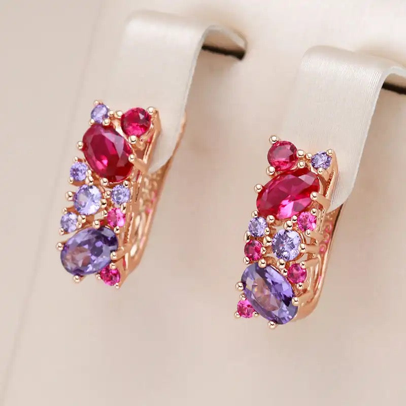 Vintage Purple Zircon Earrings