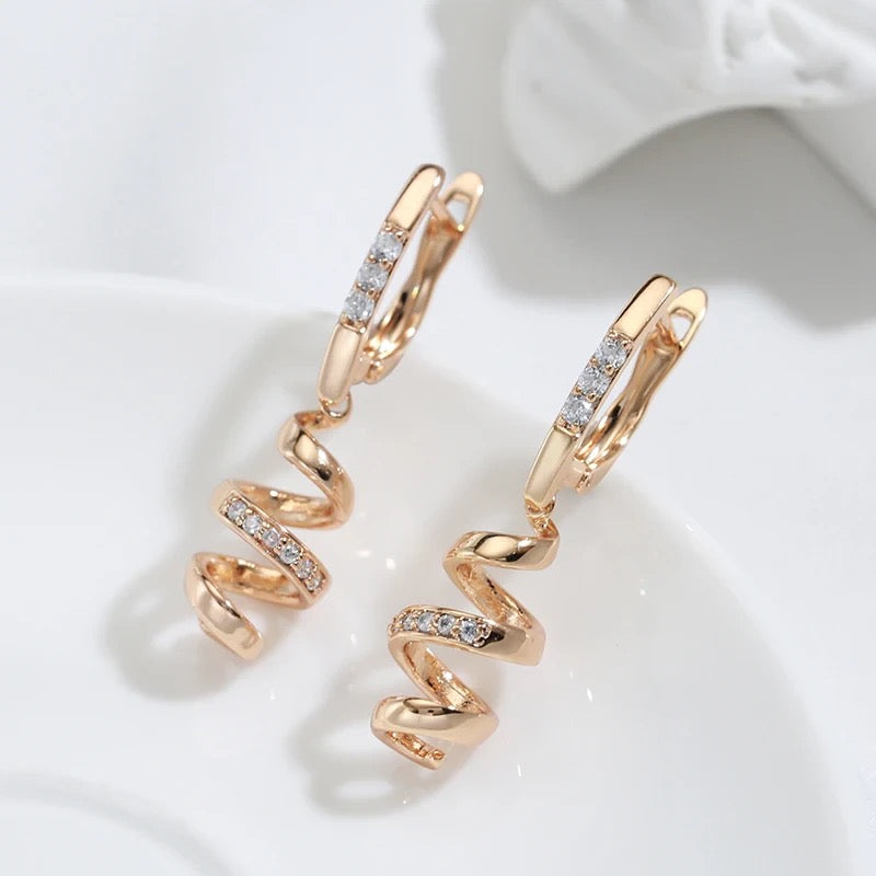 Rose Gold Rotating Ribbon Earrings