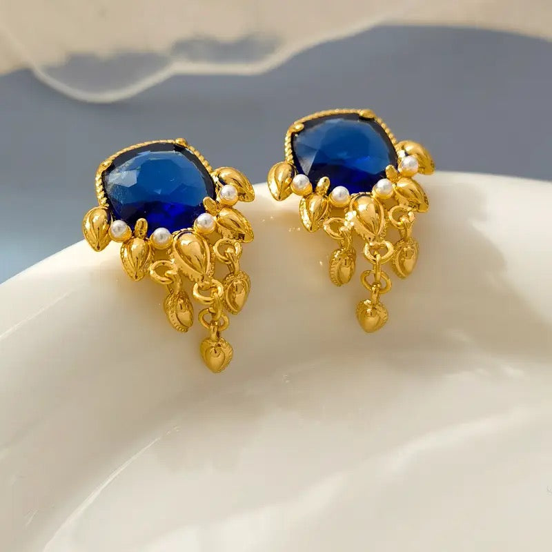 Vintage Blue Glazed Earrings