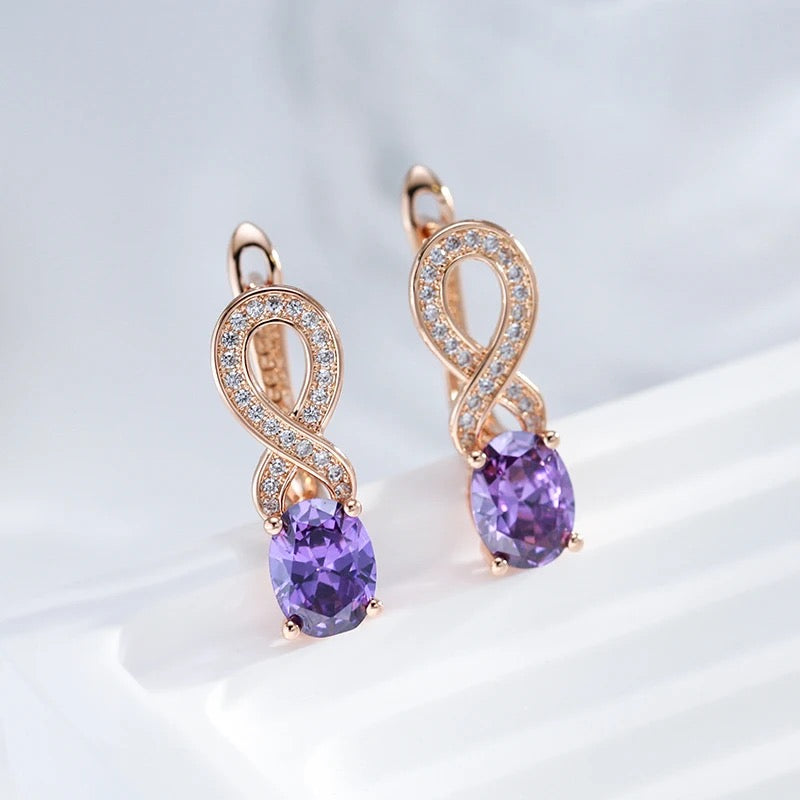 Purple Zircon Rose Gold Earrings