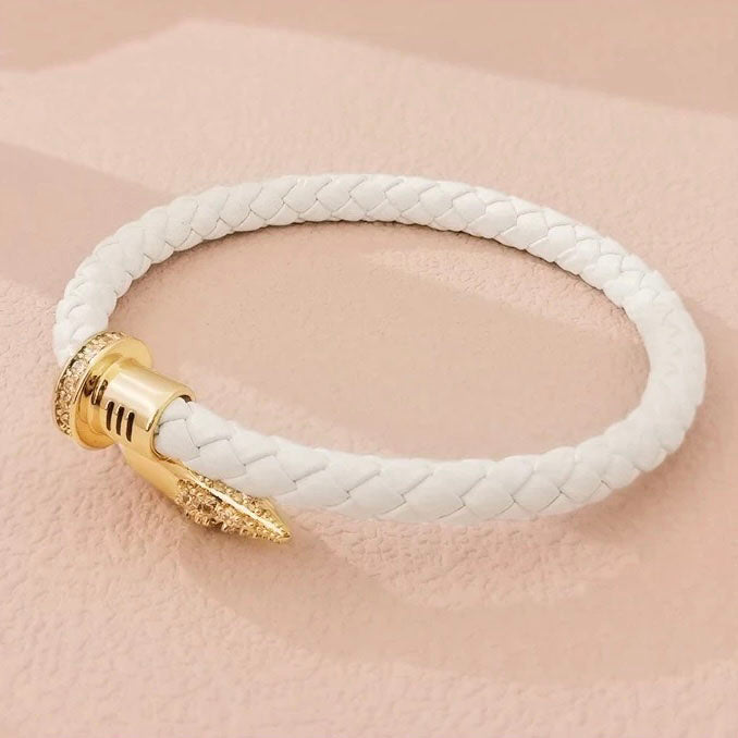 Golden Link Leather Bracelet