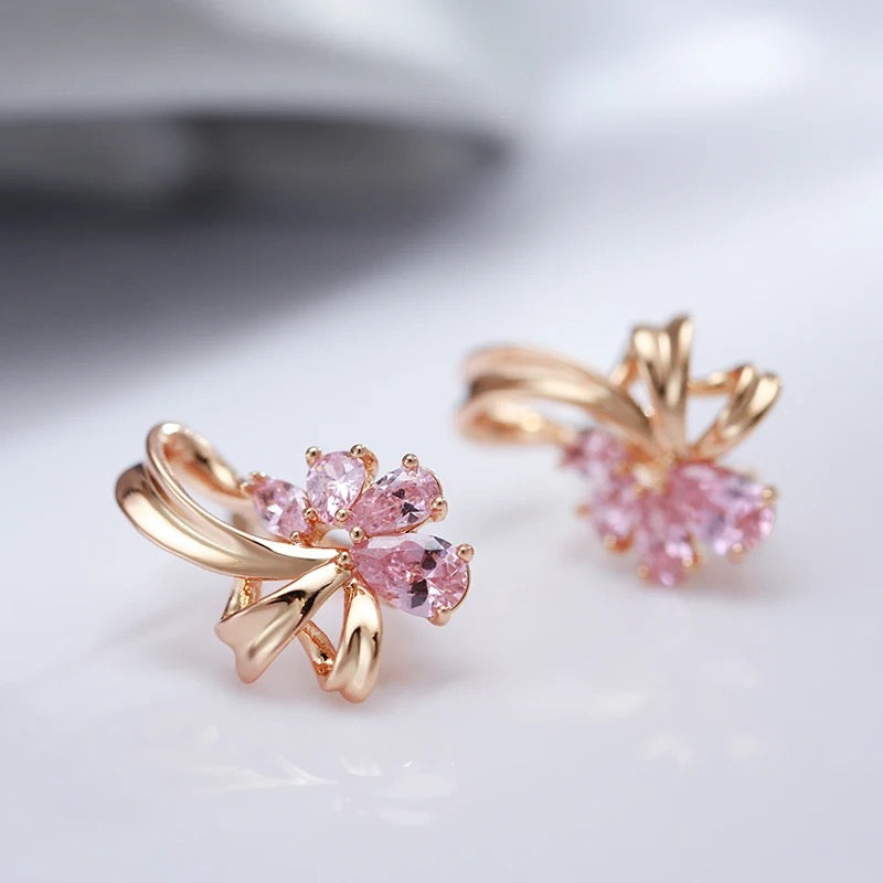 Pink Natural Zircon Earrings