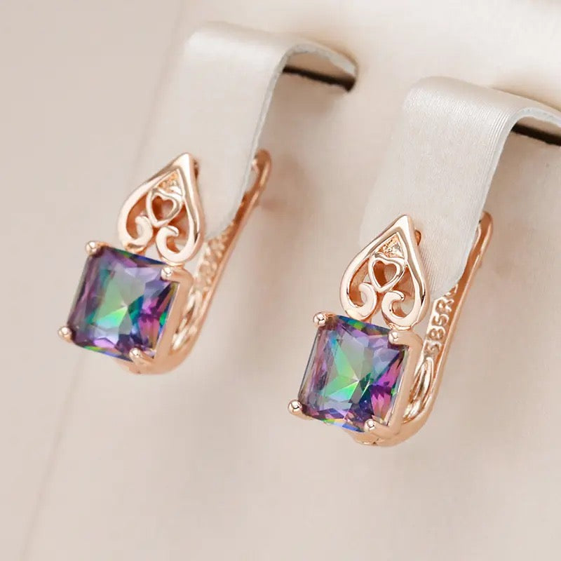 Rainbow Zircon Earrings