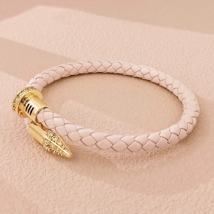 Golden Link Leather Bracelet