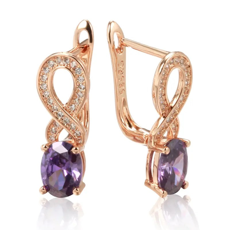 Purple Zircon Rose Gold Earrings