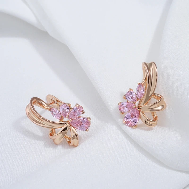 Pink Natural Zircon Earrings