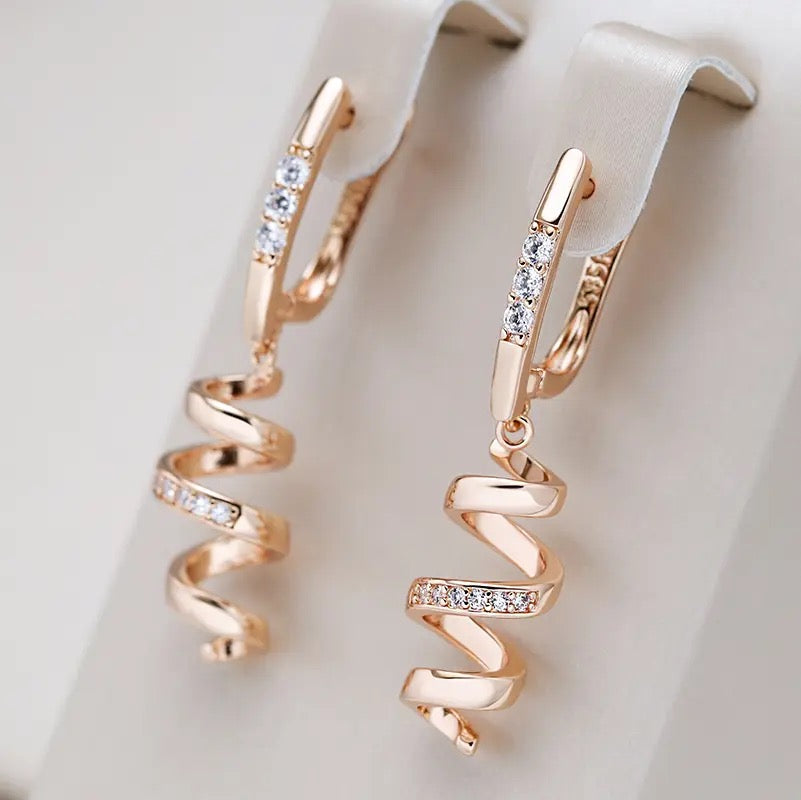 Rose Gold Rotating Ribbon Earrings