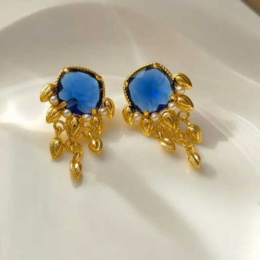 Vintage Blue Glazed Earrings