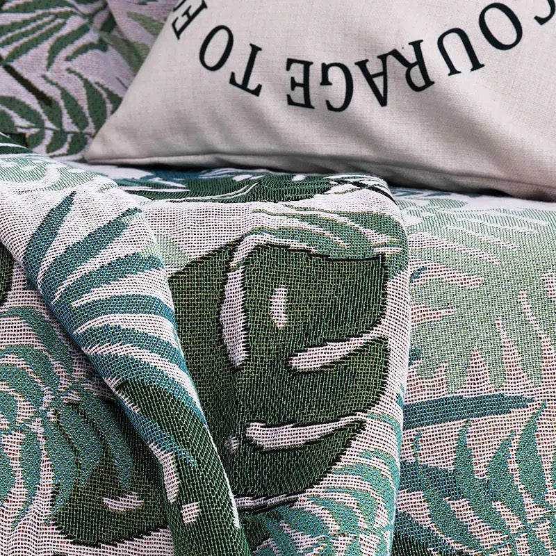 Green Leaves Throw Blanket