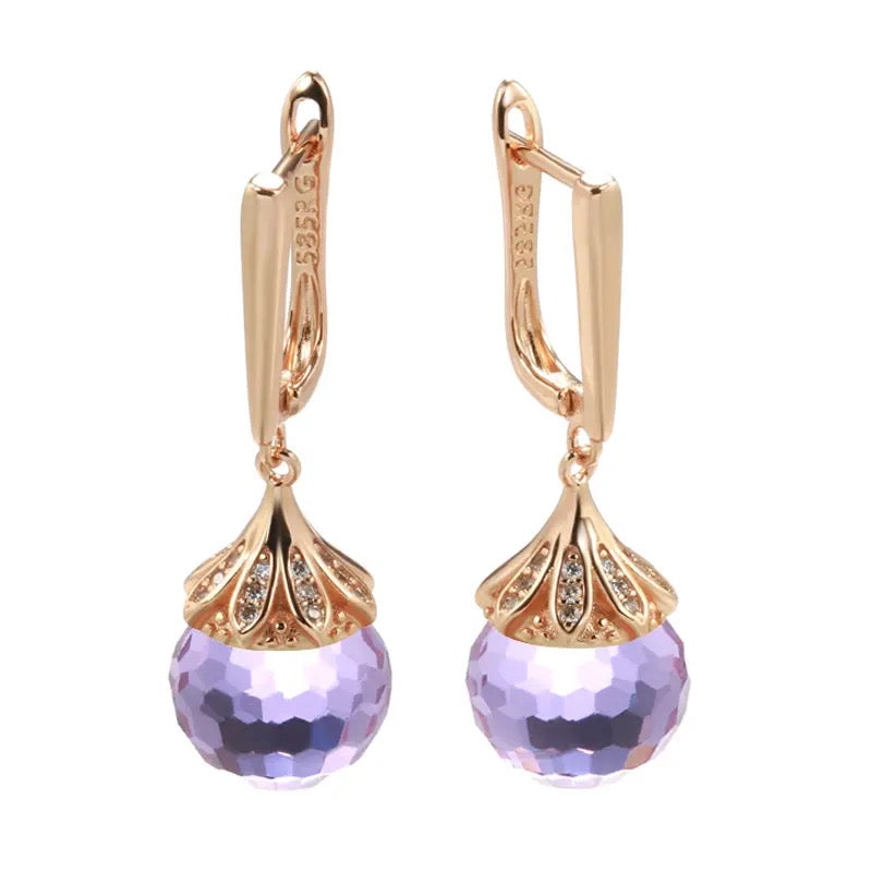 Rose Gold Amethyst Ball Earrings