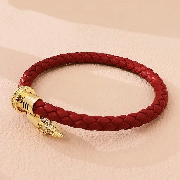 Golden Link Leather Bracelet