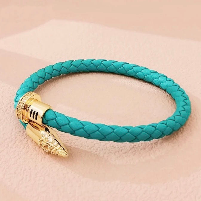 Golden Link Leather Bracelet