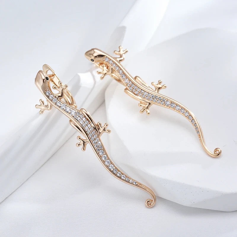 Rose Gold Lizard Earrings