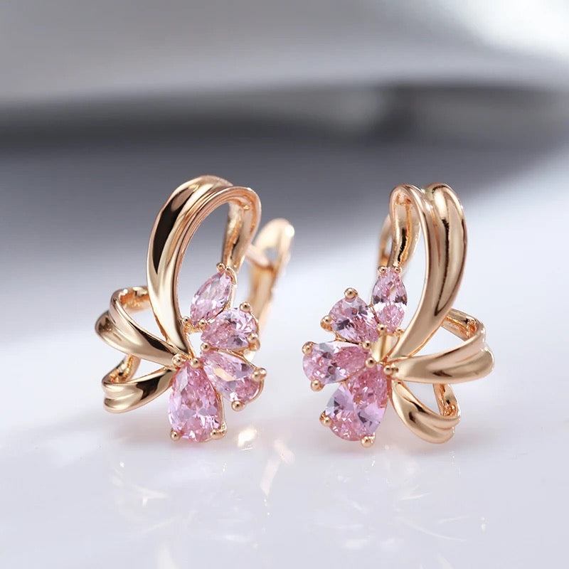 Pink Natural Zircon Earrings