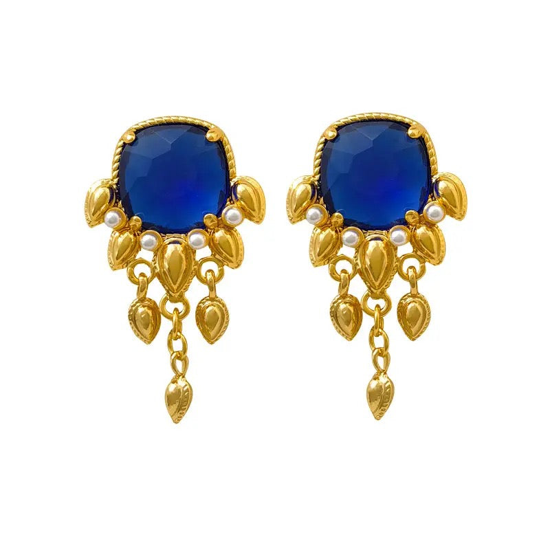 Vintage Blue Glazed Earrings